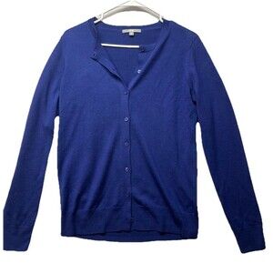 Uniqlo Women's Blue 100% Wool Button Up Cardigan Size Medium Academia Preppy